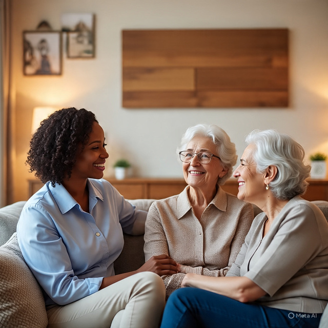 Caregiver with elderly client